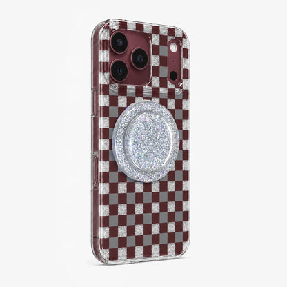 Glitter Chessboard MagSafe Phone Case Grip Set-Burgundy