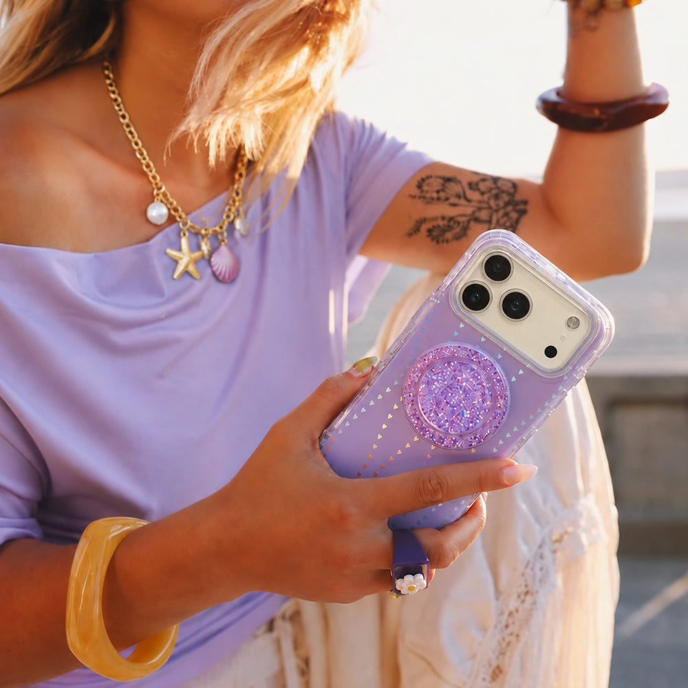 HeartGlow Iridescent MagSafe Phone Case Grip Set