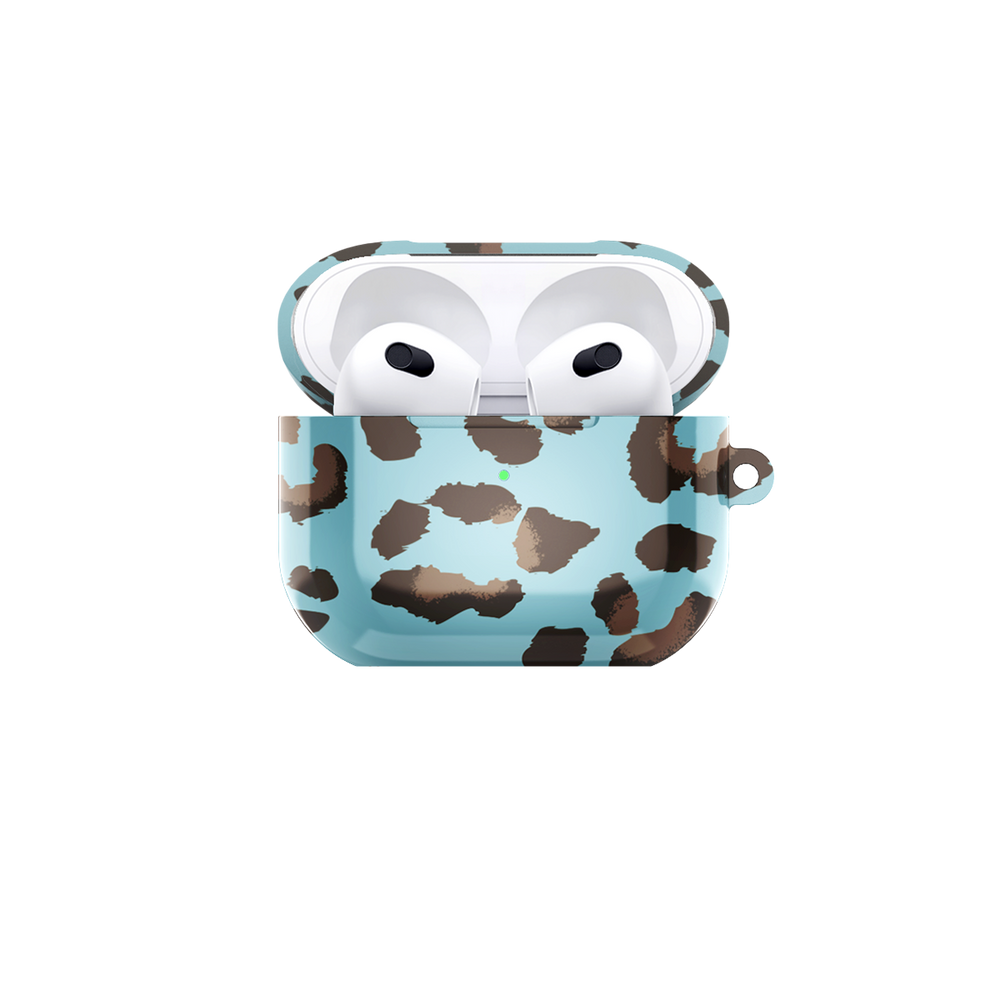 Leopard Print Blue Airpods Case