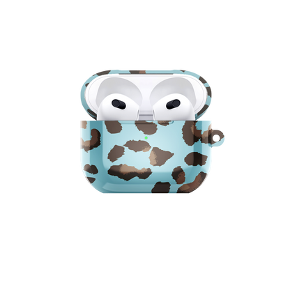Leopard Print Blue Airpods Case