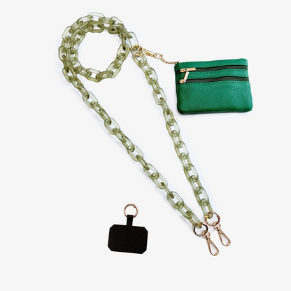 Acrylic Phone Crossbody Chain With Pouch