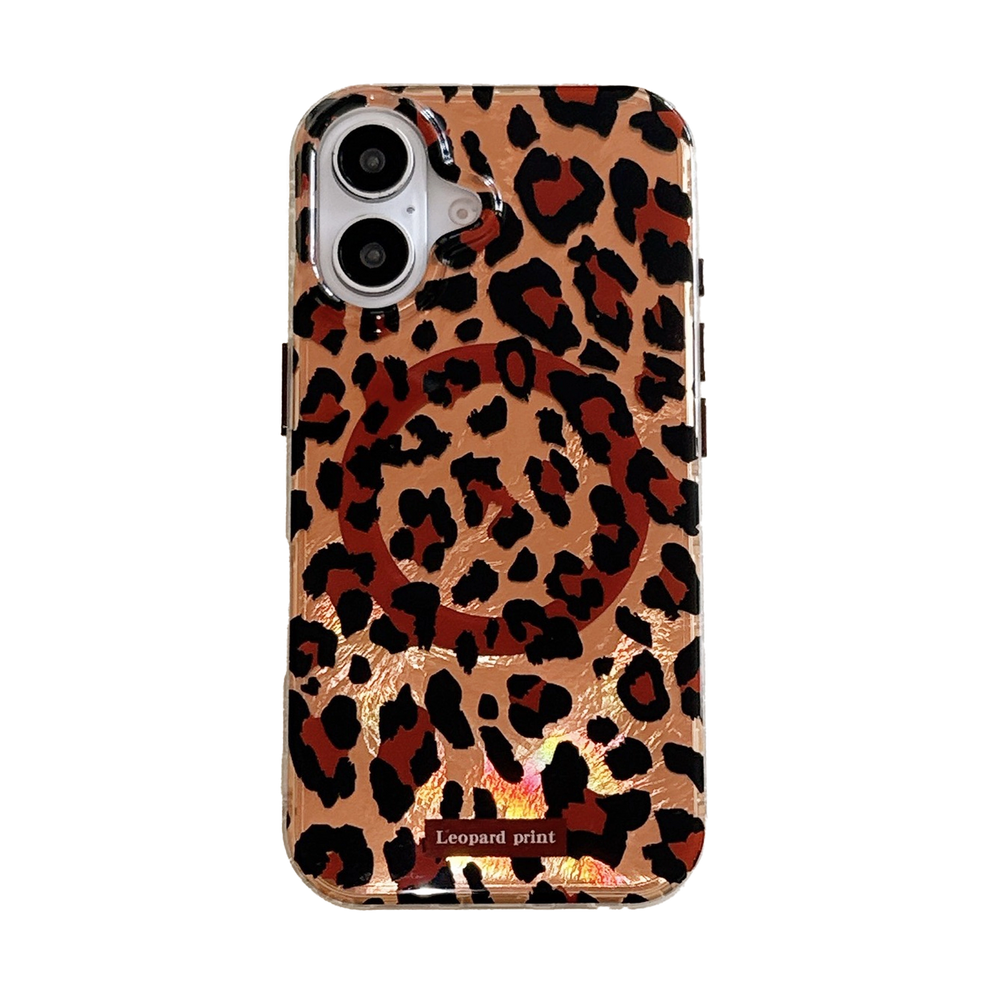 Leopard Print | Iridescent MagSafe Phone Case Grip Strap