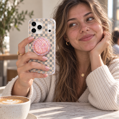 Glitter Chessboard MagSafe Phone Case Grip Set