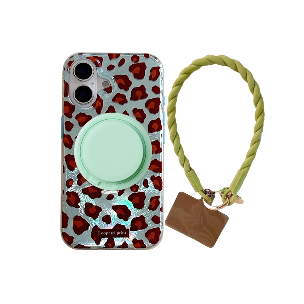 Leopard Print | Iridescent MagSafe Phone Case Grip Strap