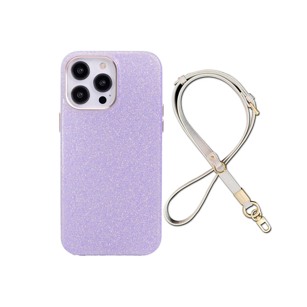 Mermaid | Glitter Lather Phone Case With Crossbody Strap