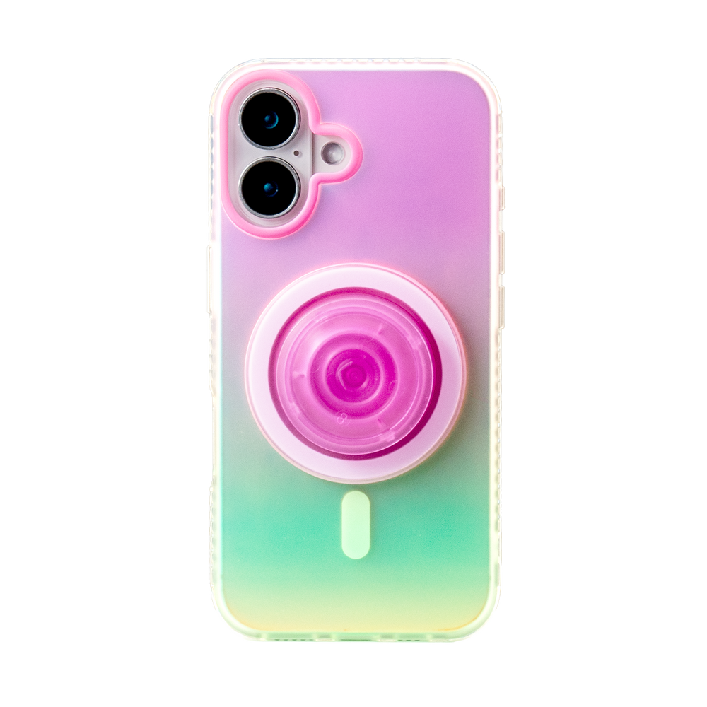Neon Vibes｜Pink Green Frosted MagSafe Phone Case Grip Set