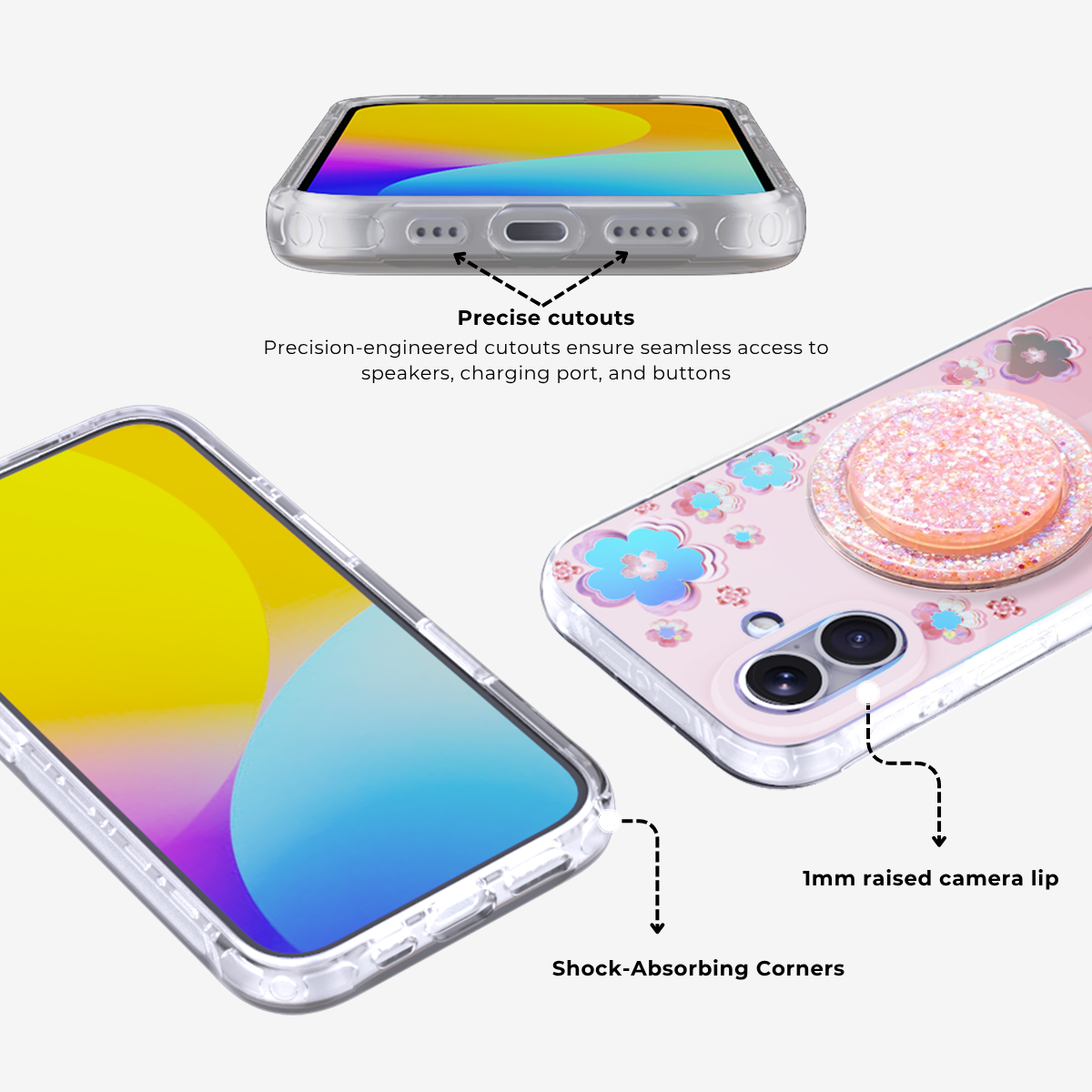Holo-Sakura MagSafe Phone Case Grip Set