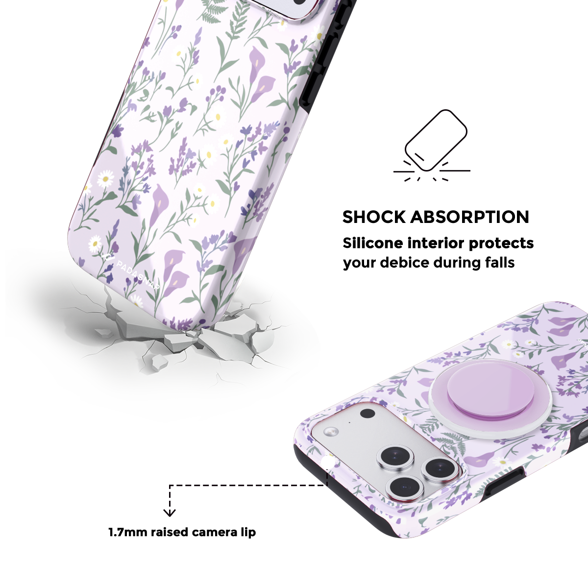 Lilac Ditsy MagSafe Phone Case Grip Set