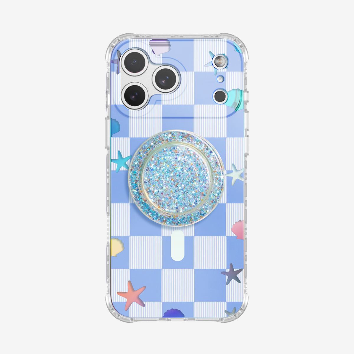 Iridescent Chessboard Phone Case Grip Set