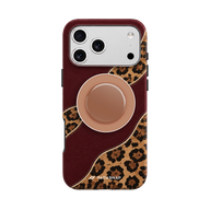 Burgundy Leopard MagSafe Phone Case Grip Set