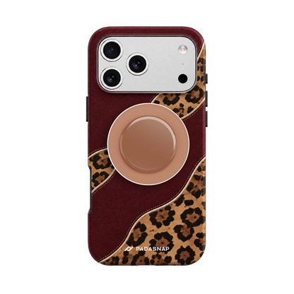 Burgundy Leopard MagSafe Phone Case Grip Set