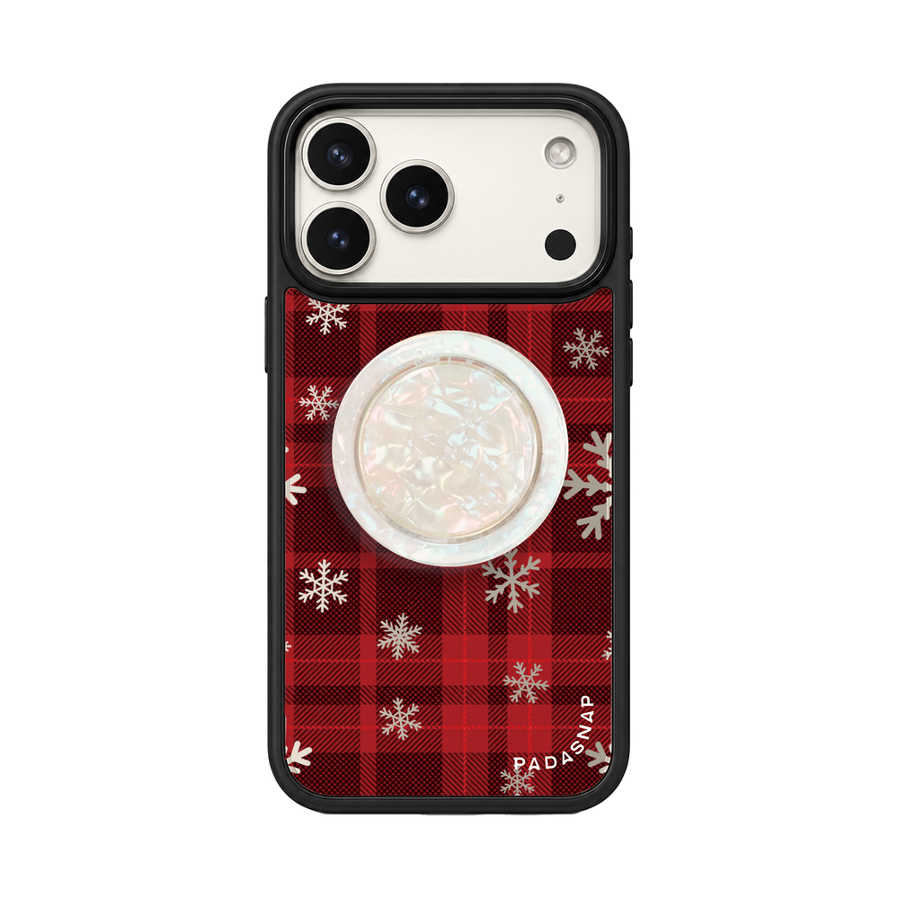 Snowy Tartan Mirror MagSafe Phone Case Grip Set