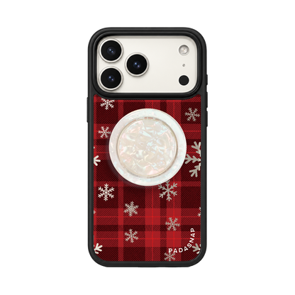 Snowy Tartan Mirror MagSafe Phone Case Grip Set