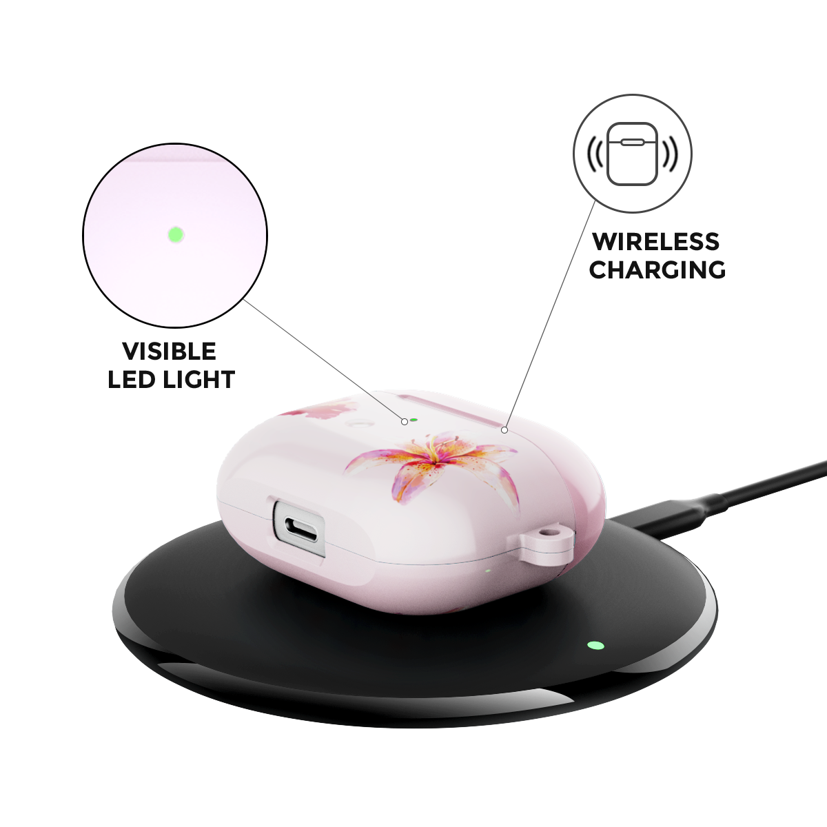 GlamFlora Pink Airpods Case