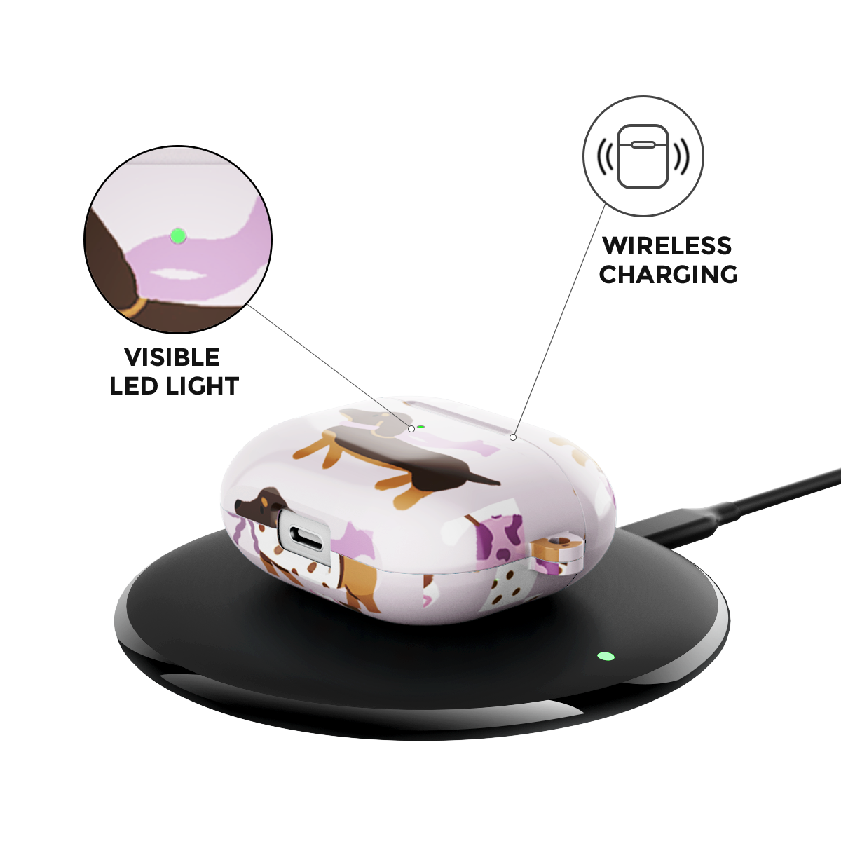 EverTail Love Dachshund Airpods Case