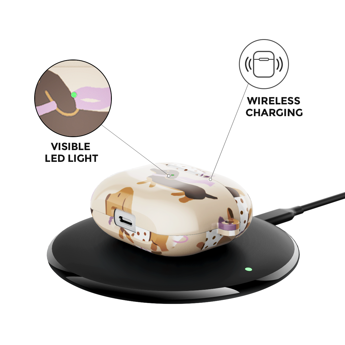 EverTail Love Dachshund Airpods Case