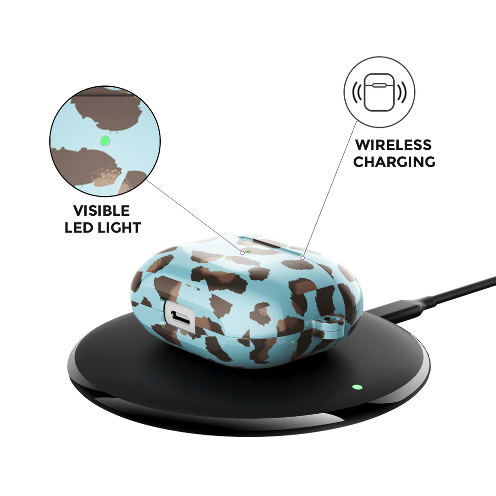 Leopard Print Blue Airpods Case