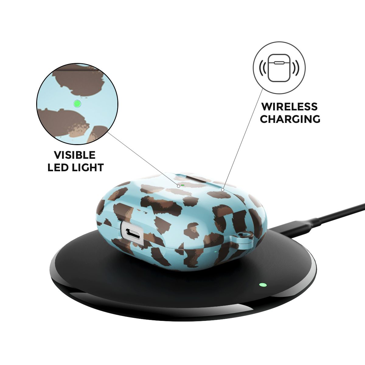 Leopard Print Blue Airpods Case