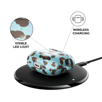 Leopard Print Blue Airpods Case