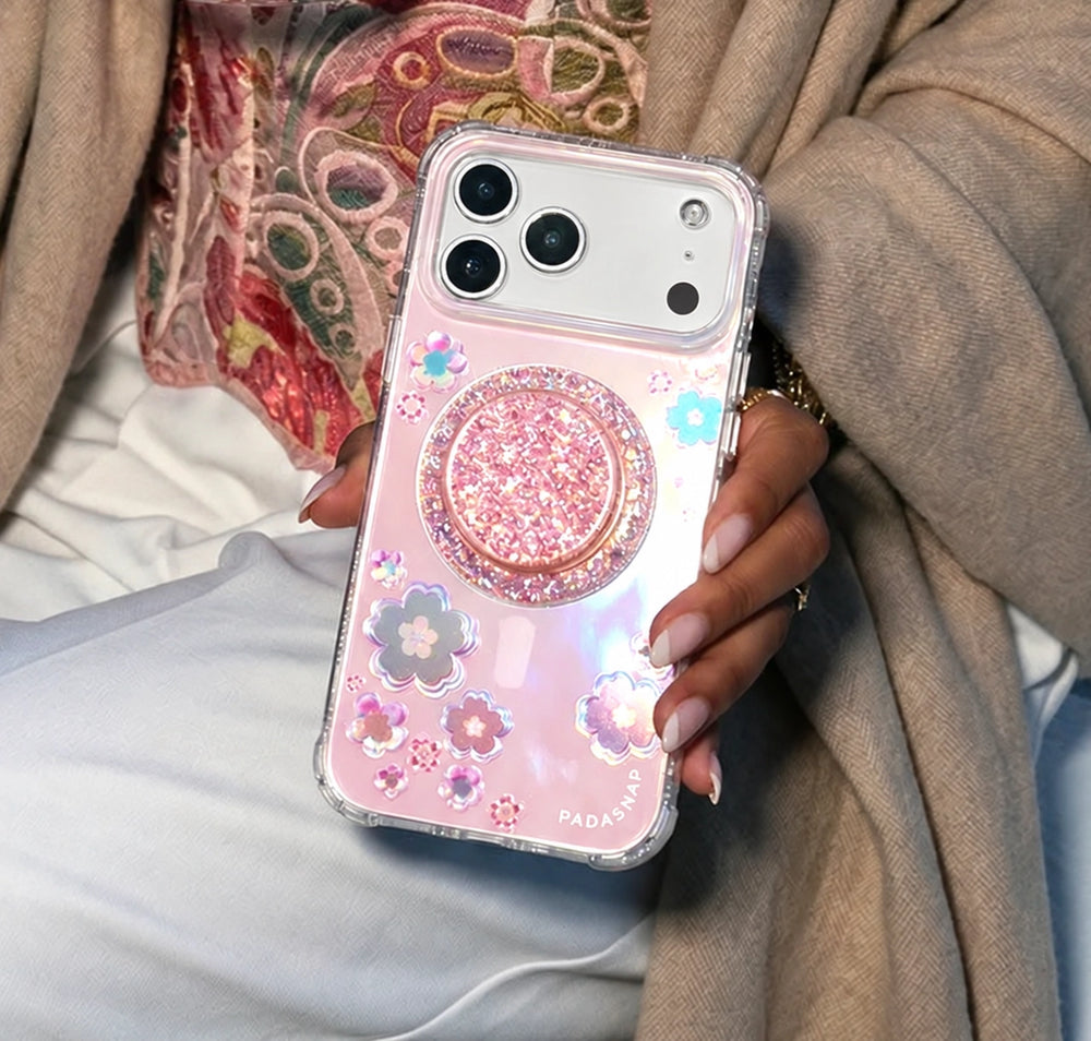 Iridescent Holo-Sakura MagSafe Phone Case Grip Set