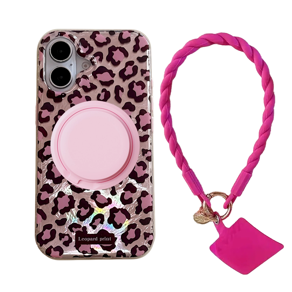 Leopard Print | Iridescent MagSafe Phone Case Grip Strap