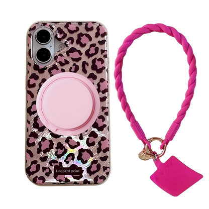 Leopard Print | Iridescent MagSafe Phone Case Grip Strap