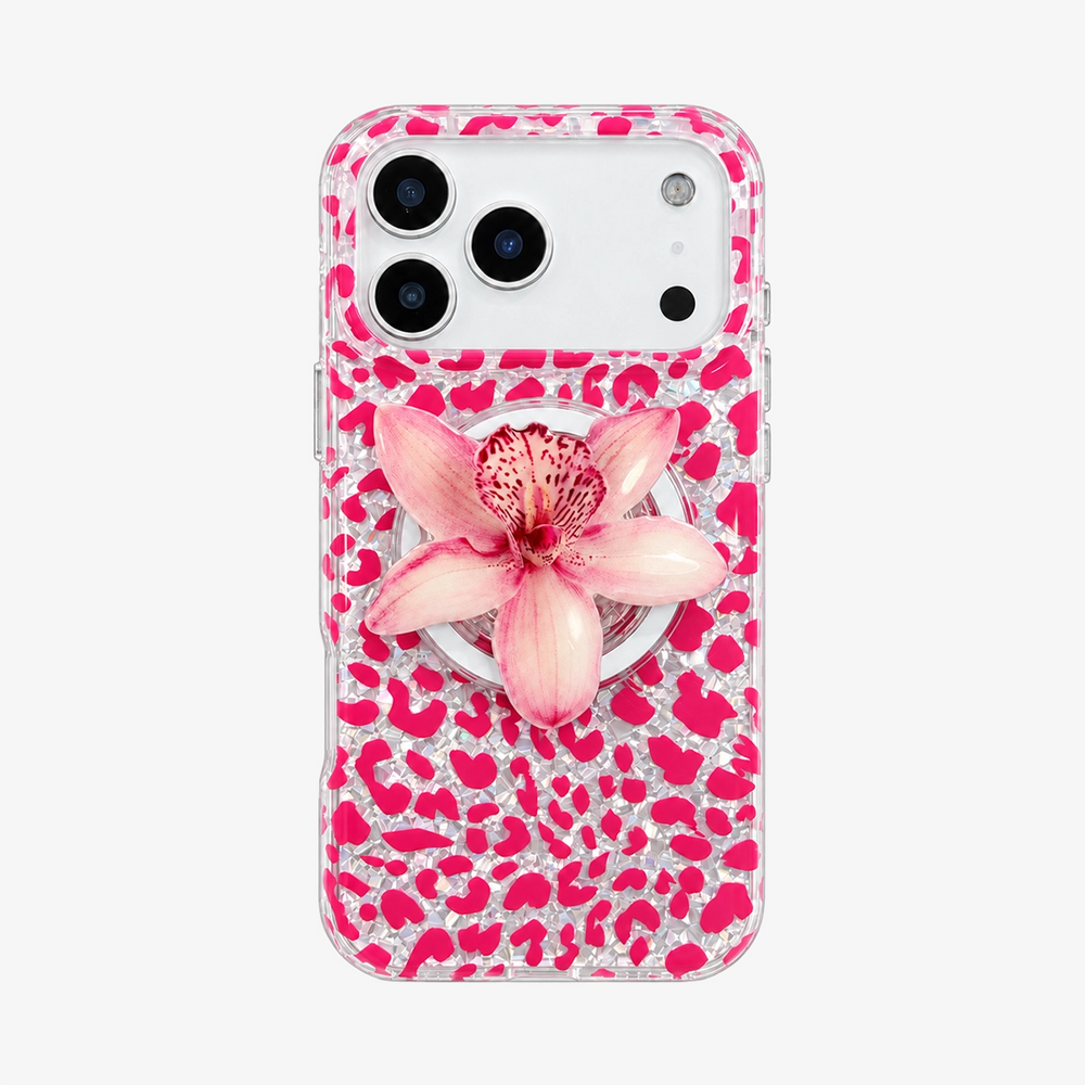 Glitter Leopard MagSafe Phone Case Grip Set-Brown