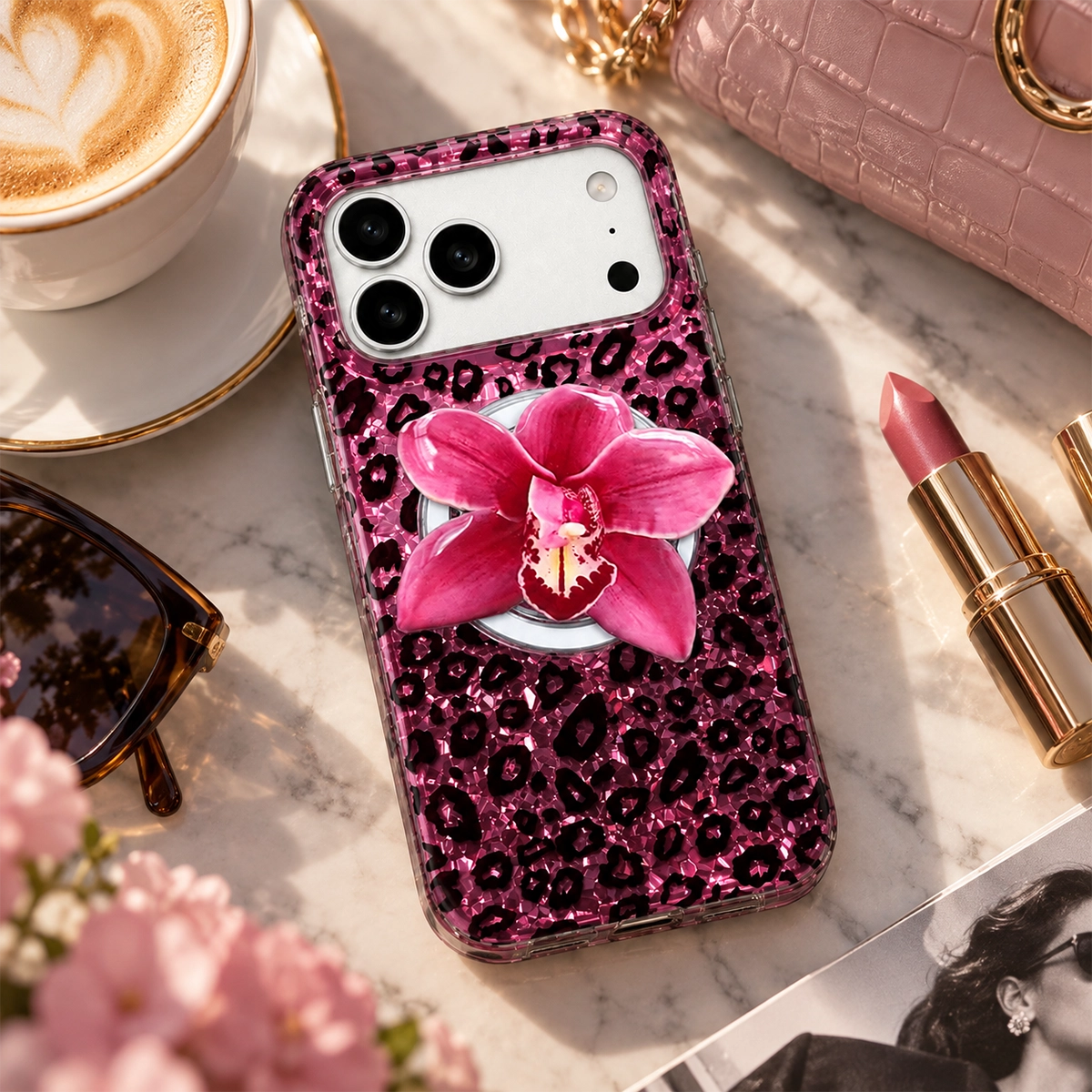 Glitter Leopard MagSafe Phone Case