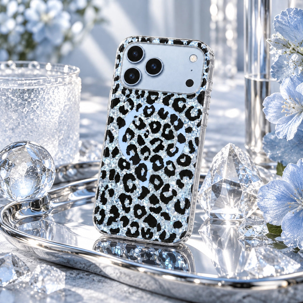 Glitter Leopard MagSafe Phone Case-Brown