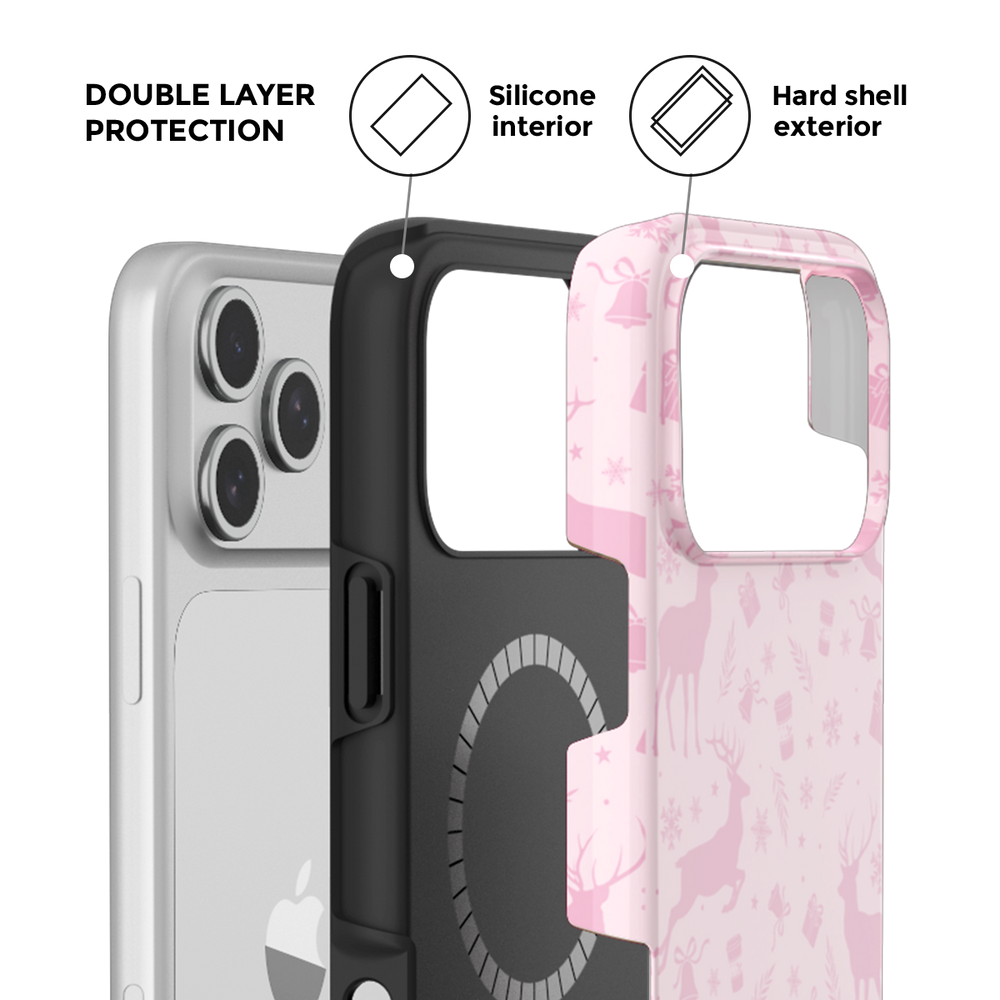 Deerland Christmas | Pink MagSafe Phone Case Grip Set