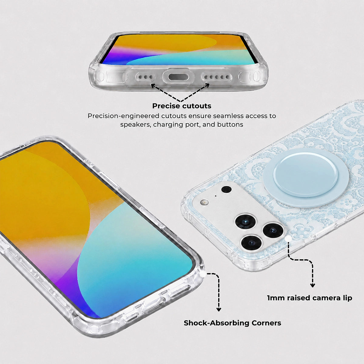 Floral Lace MagSafe Phone Case Grip Set