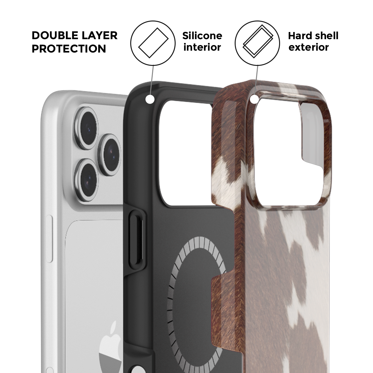 Cow Print MagSafe Phone Case Grip Set