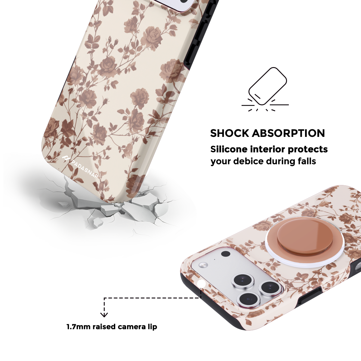 Rose Latte MagSafe Phone Case Grip Set