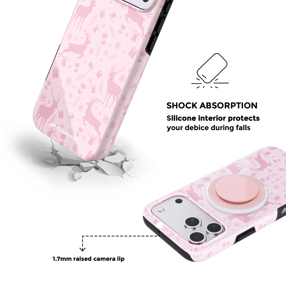 Deerland Christmas | Pink MagSafe Phone Case Grip Set