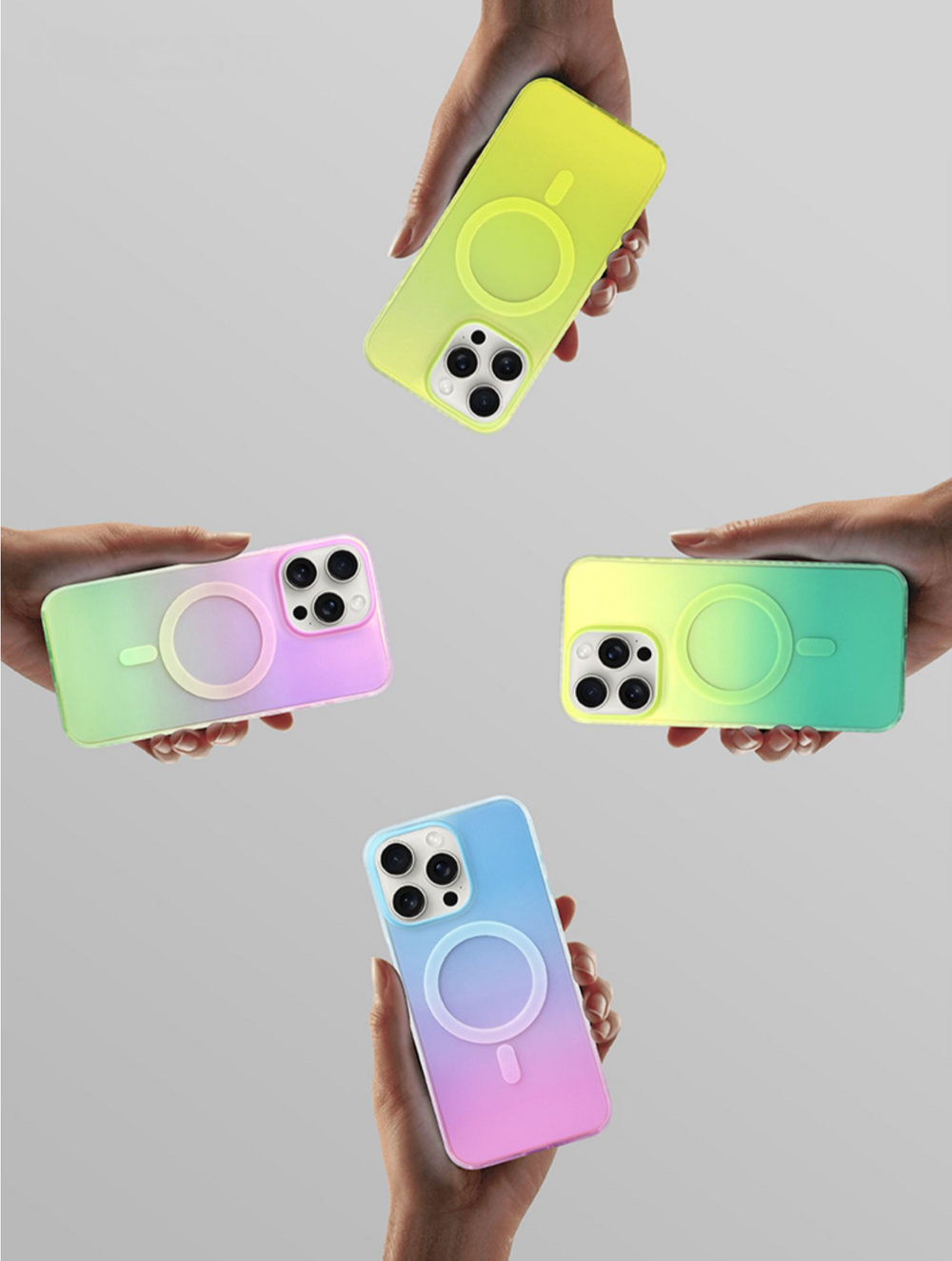Neon Vibes｜Gradient Green Frosted MagSafe Phone Case Grip Set