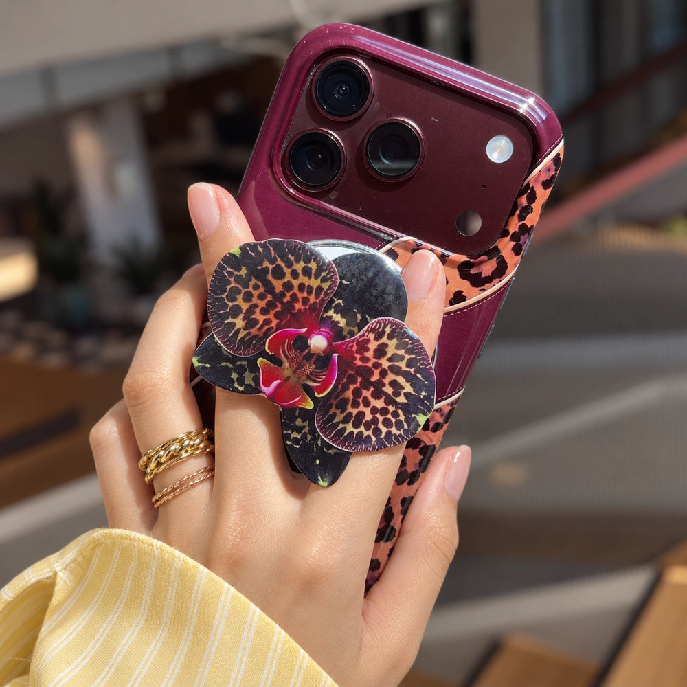 Wild Burgundy Leopard MagSafe Phone Case Grip Set