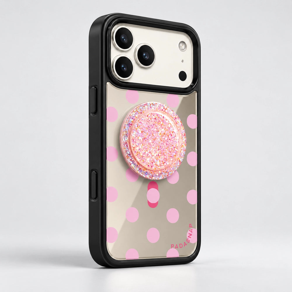 Pink Dot Mirror MagSafe Phone Case Grip Set