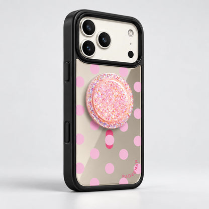 Pink Dot Mirror MagSafe Phone Case Grip Set