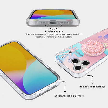 Hibiscus Iridescent MagSafe Phone Case Grip Set