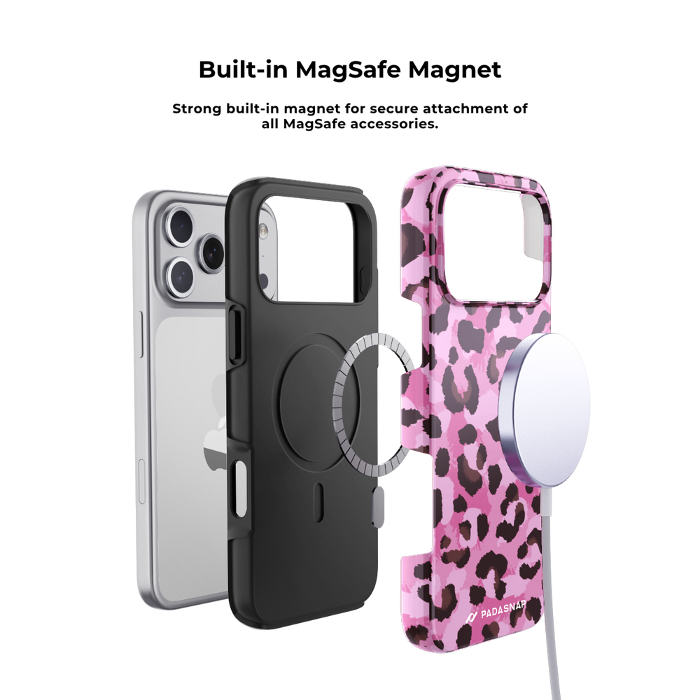 Pink Leopard MagSafe Phone Case Grip Set
