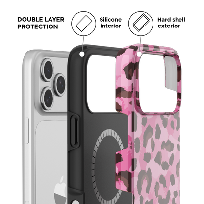 Pink Leopard MagSafe Phone Case Grip Set