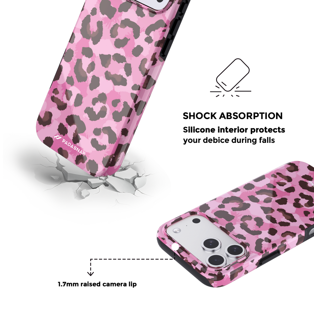 Pink Leopard MagSafe Phone Case Grip Set