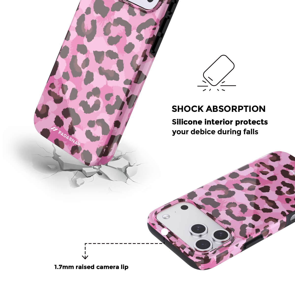 Pink Leopard MagSafe Phone Case Grip Set