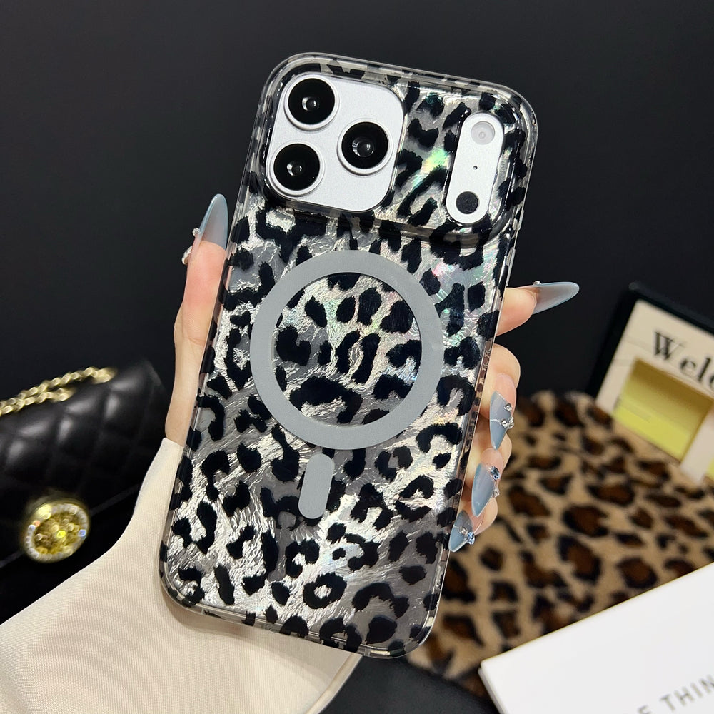 Cool Leopard | Silver MagSafe Phone Case Grip Set