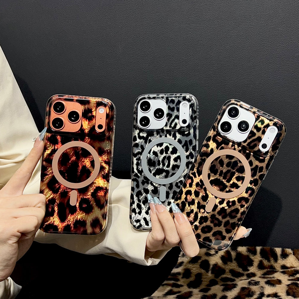 Cool Leopard | Silver MagSafe Phone Case Grip Set