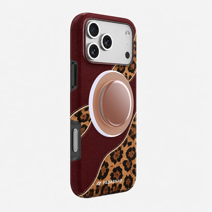 Burgundy Leopard MagSafe Phone Case Grip Set