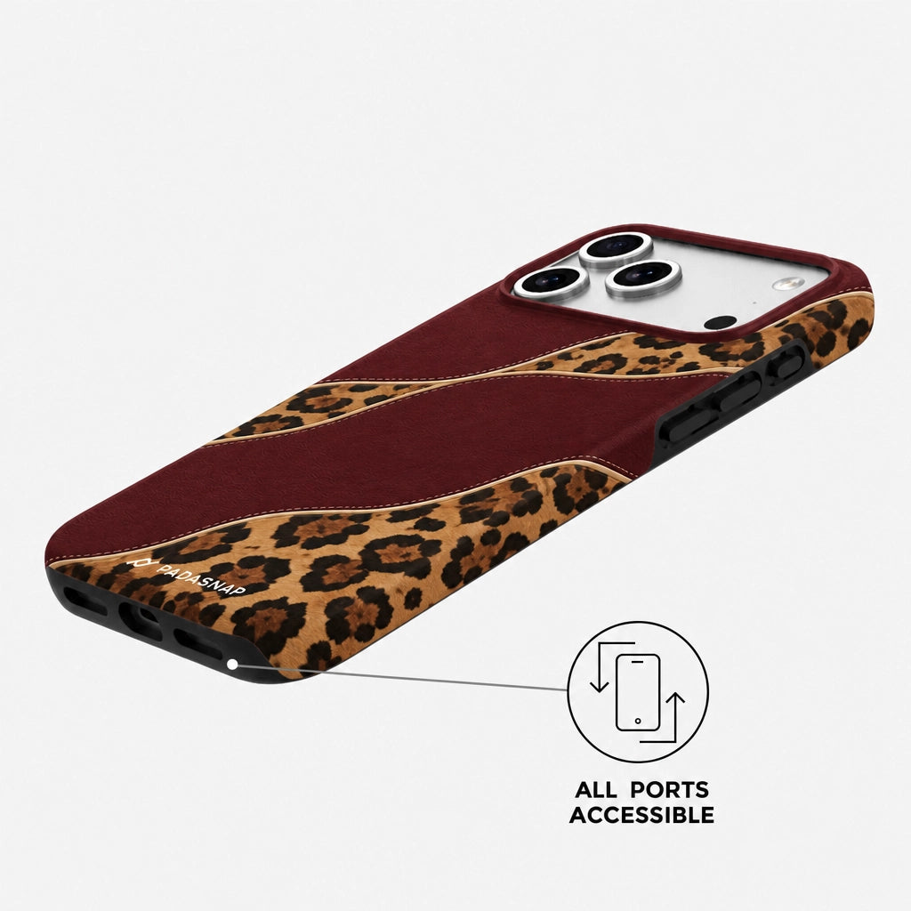Burgundy Leopard MagSafe Phone Case