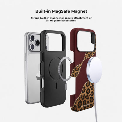 Burgundy Leopard MagSafe Phone Case