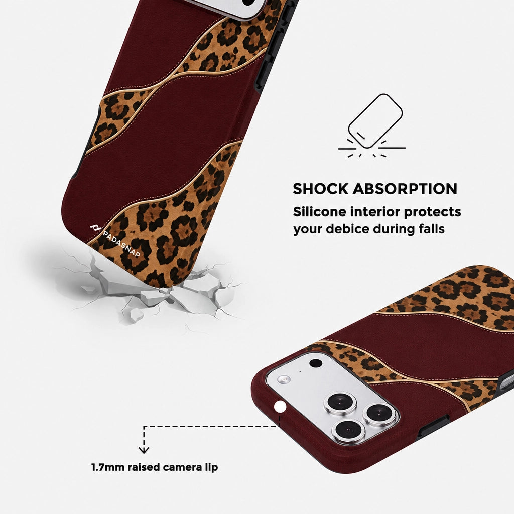 Burgundy Leopard MagSafe Phone Case