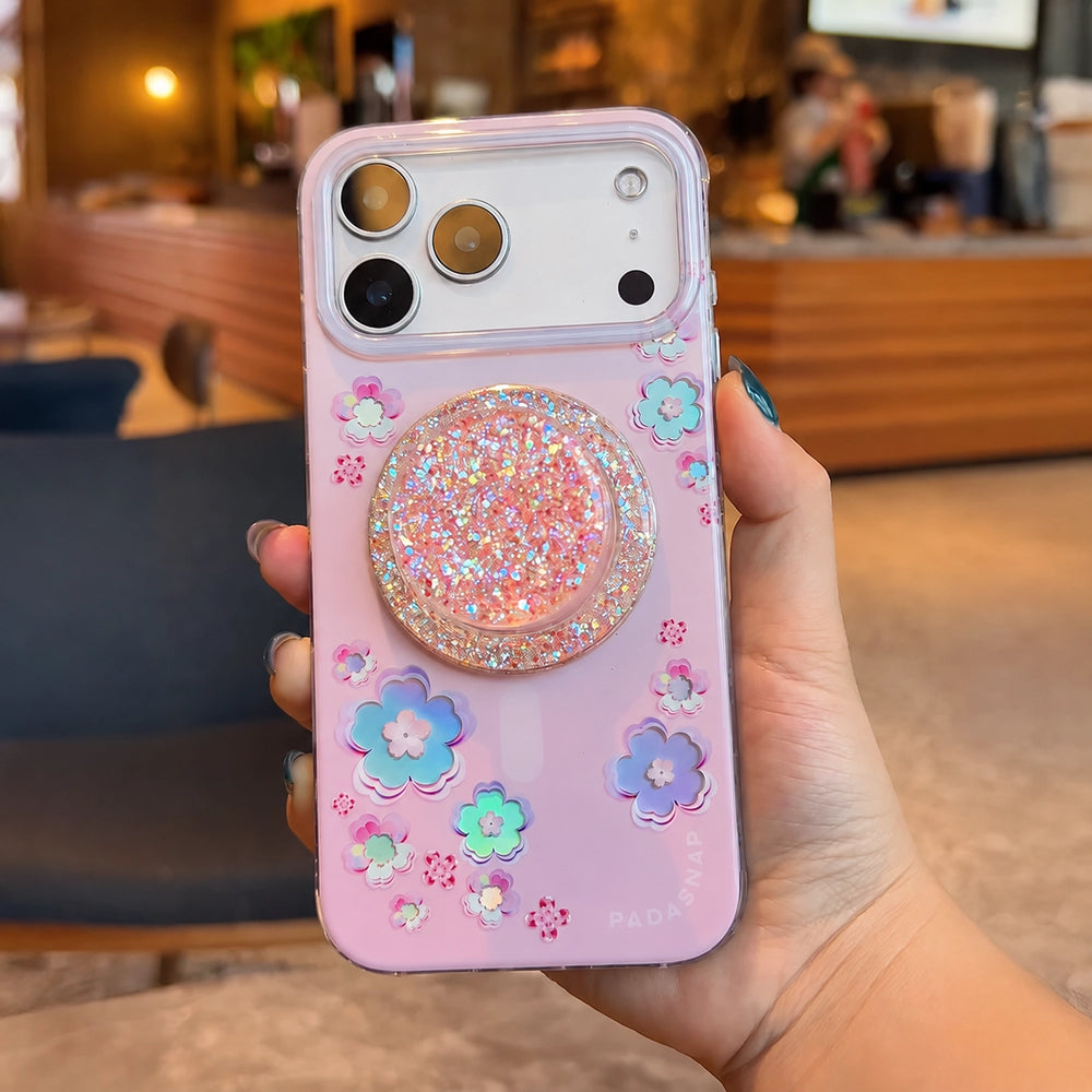 Iridescent Holo-Sakura MagSafe Phone Case Grip Set